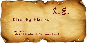 Kinszky Etelka névjegykártya